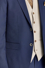 Costum Belmont bleumarin cu vestă contrastantă Belmont bej