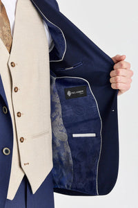 Costum Belmont bleumarin cu vestă contrastantă Belmont bej