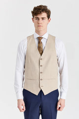 Costum Belmont bleumarin cu vestă contrastantă Belmont bej