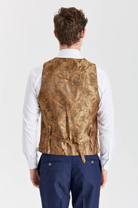 Costum Belmont bleumarin cu vestă contrastantă Belmont bej