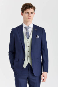 Costum Belmont bleumarin cu vestă contrastantă Belmont Sage