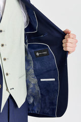 Costum Belmont bleumarin cu vestă contrastantă Belmont Sage