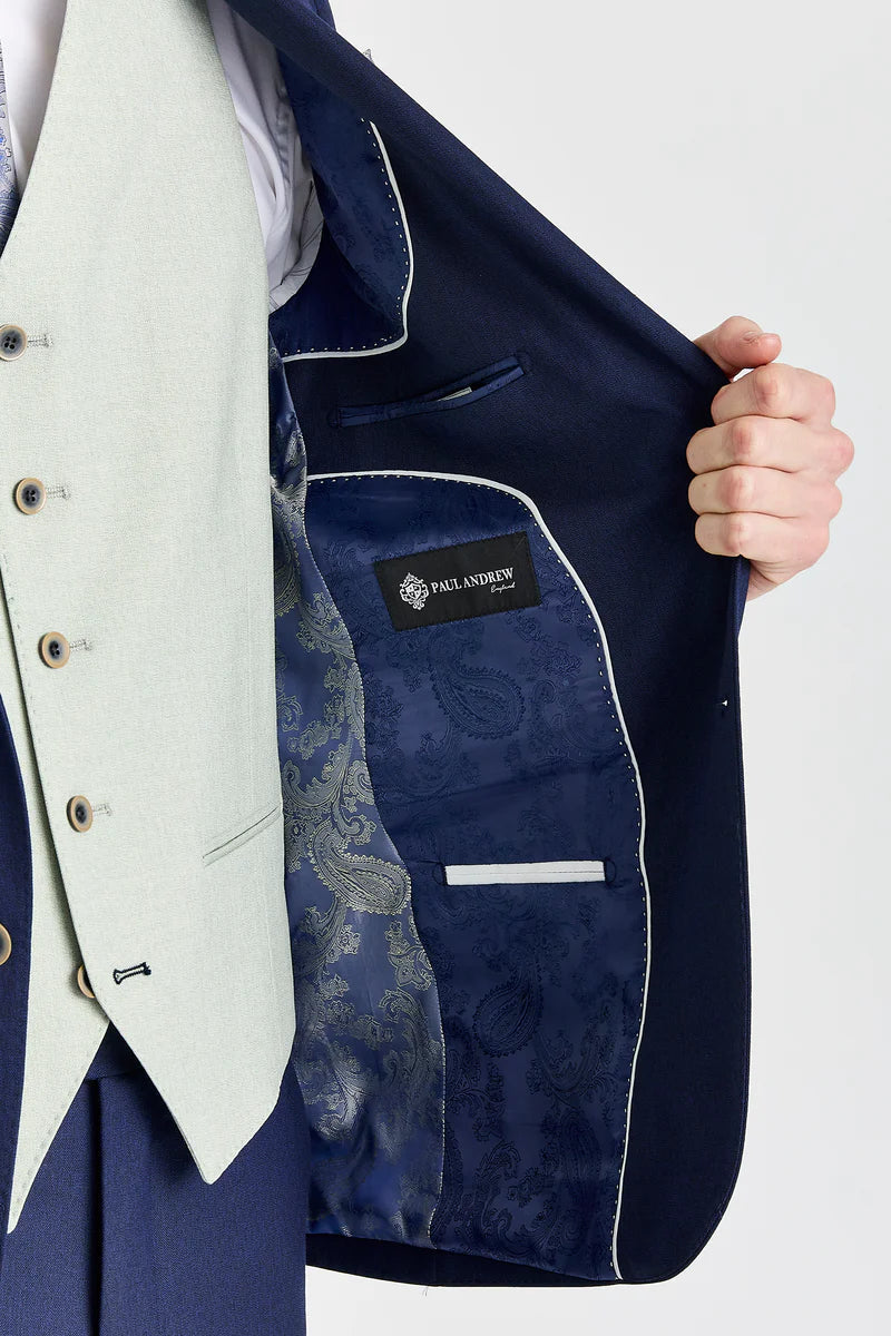 Costum Belmont bleumarin cu vestă contrastantă Belmont Sage