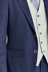 Costum Belmont bleumarin cu vestă contrastantă Belmont Sage
