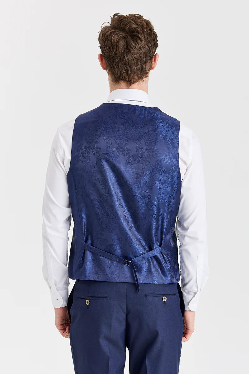 Costum Belmont bleumarin cu vestă contrastantă Belmont Sage