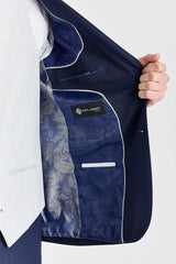 Costum Belmont bleumarin cu vestă Belmont argintie contrastantă