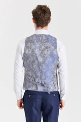 Costum Belmont bleumarin cu vestă Belmont argintie contrastantă