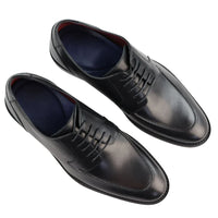 Mens Real Full Leather Black Welted Derby Shoes Smart Casual Black Wine Classic Vintage