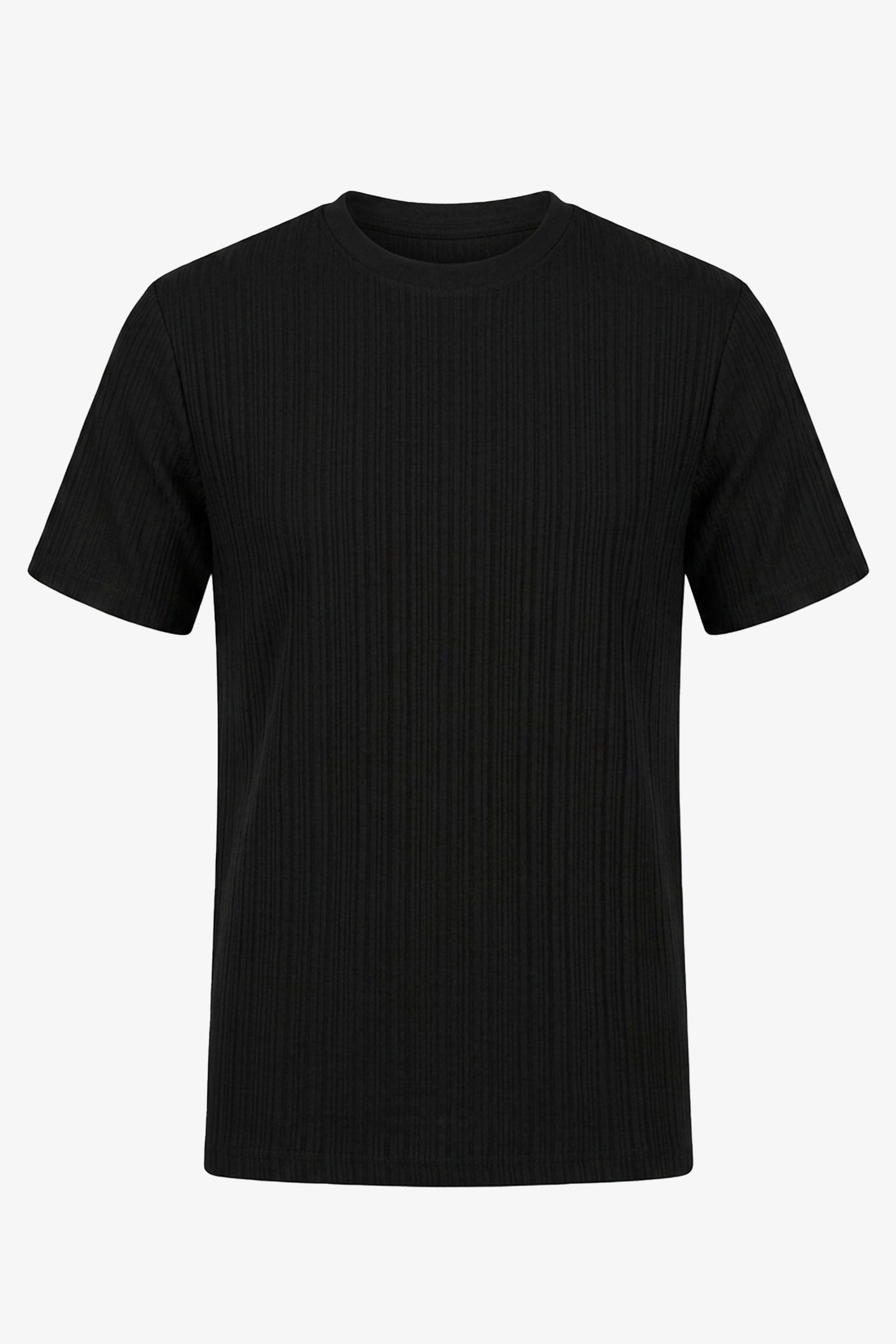 Tricou clasic negru cu nervuri pentru bărbați