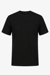 Tricou clasic negru cu nervuri pentru bărbați