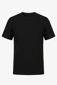 Tricou clasic negru cu nervuri pentru bărbați