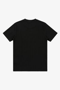 Tricou clasic negru cu nervuri pentru bărbați