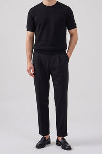 Tricou negru texturat tricotat pentru bărbați