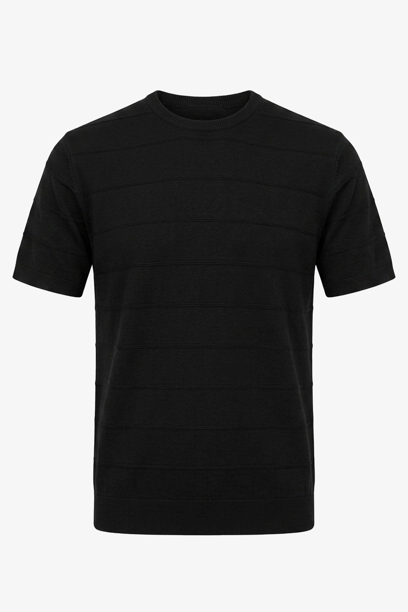Tricou negru texturat tricotat pentru bărbați