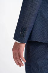 Bond - Men's Navy Check Double Breasted Blazer