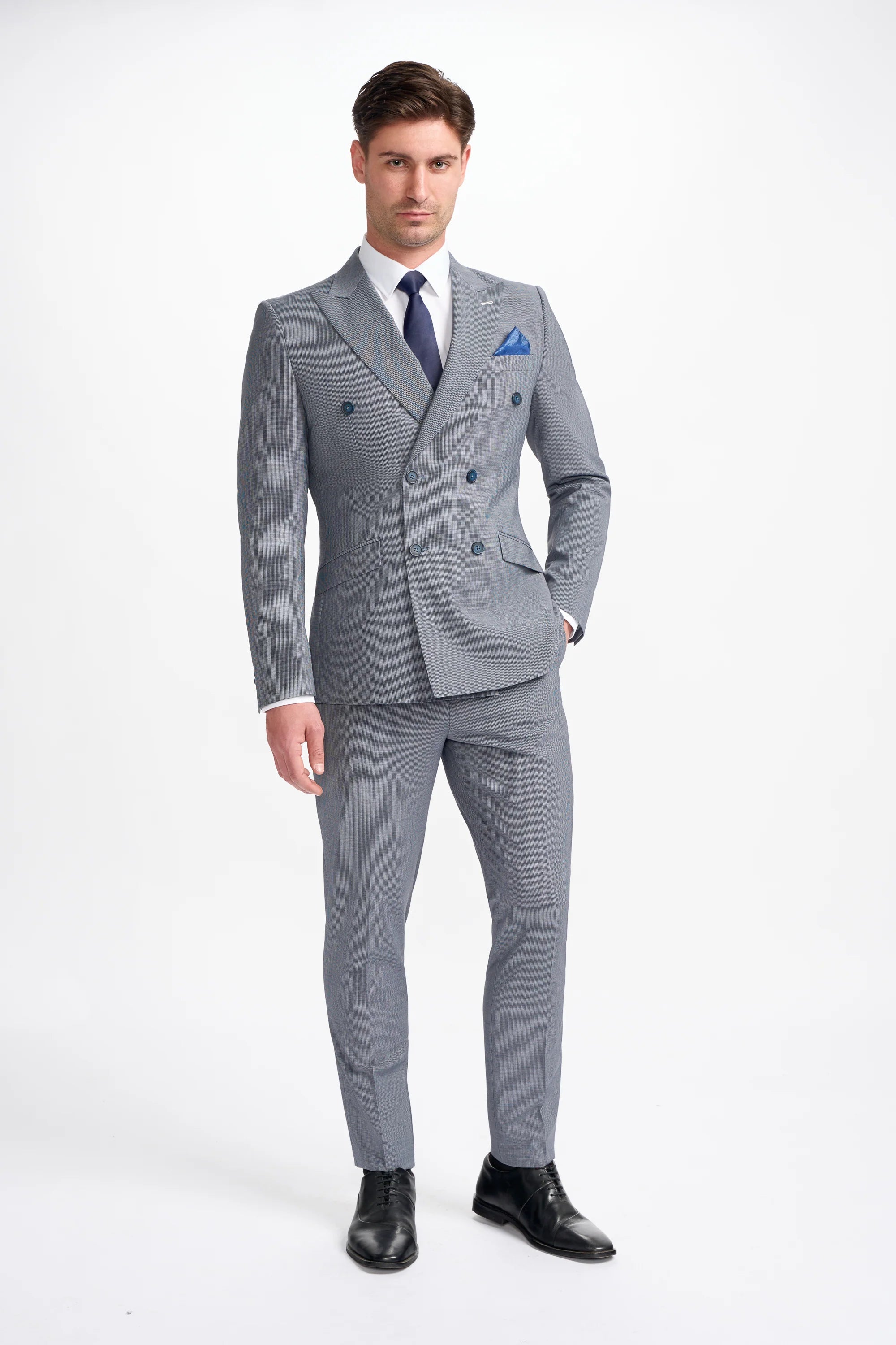 Bond - Men's Grey 2 Piece Double Breasted Suit