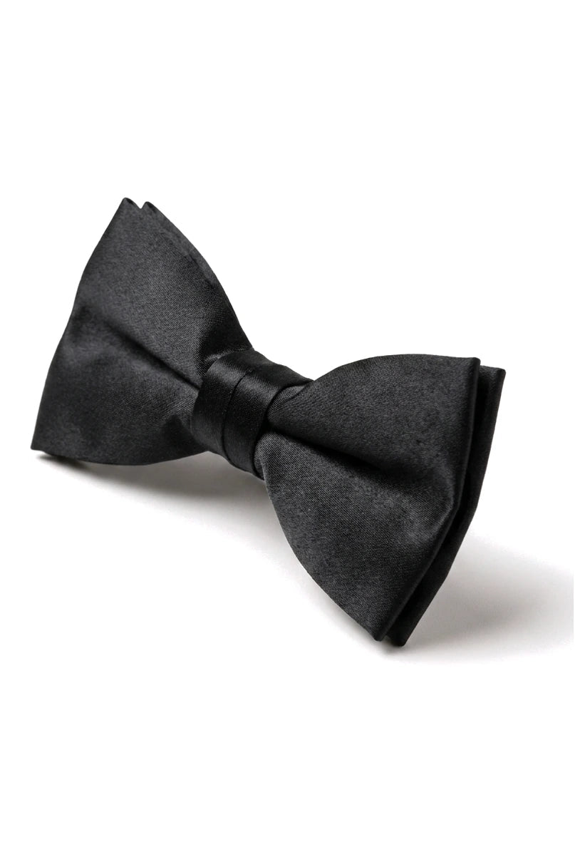 Cămașă unisex pentru bărbați și băieți, cu papion, satin negru, cu clipsuri