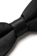 Cămașă unisex pentru bărbați și băieți, cu papion, satin negru, cu clipsuri