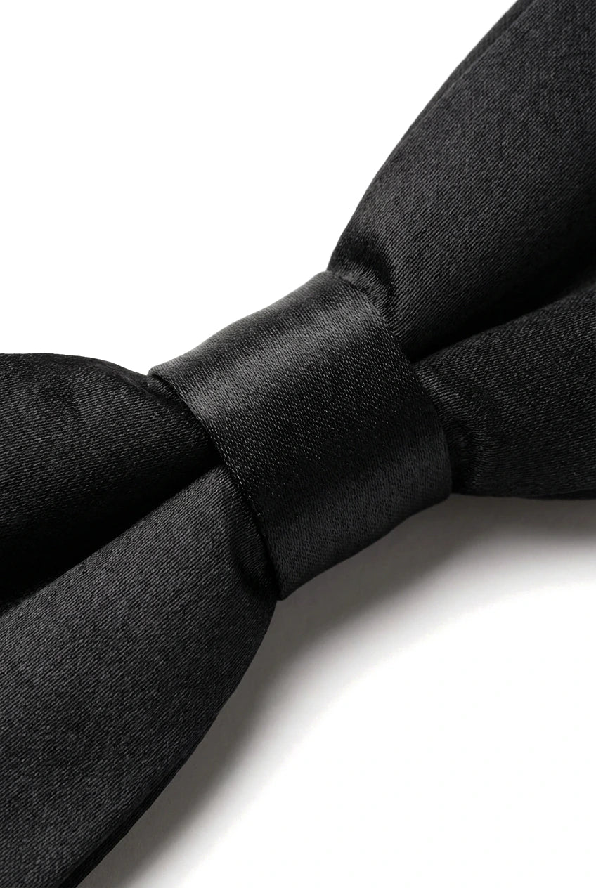 Cămașă unisex pentru bărbați și băieți, cu papion, satin negru, cu clipsuri