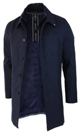 Mens Brando Navy Overcoat