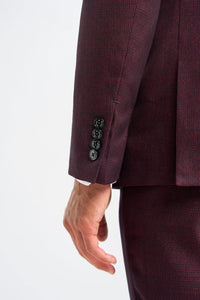 Titlul produsului Costum bărbătesc în carouri albastru-cer cu pantaloni bleumarin contrastanți