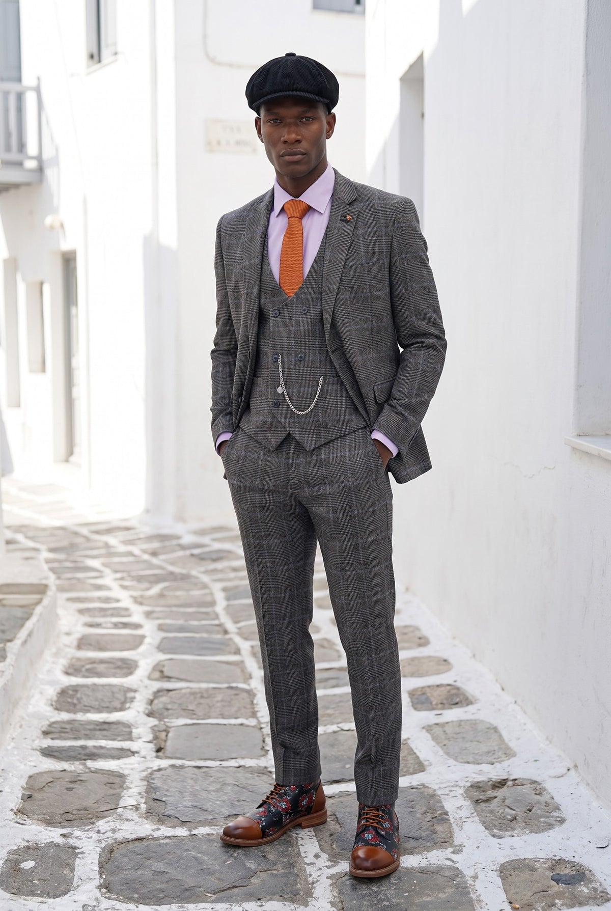 Look #994 styled with Costum Cavani Power - Gri Glen Check din 3 piese