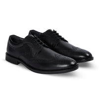 Cambridge - Pantofi Derby Brogue cu Wingtip pentru bărbați, negri