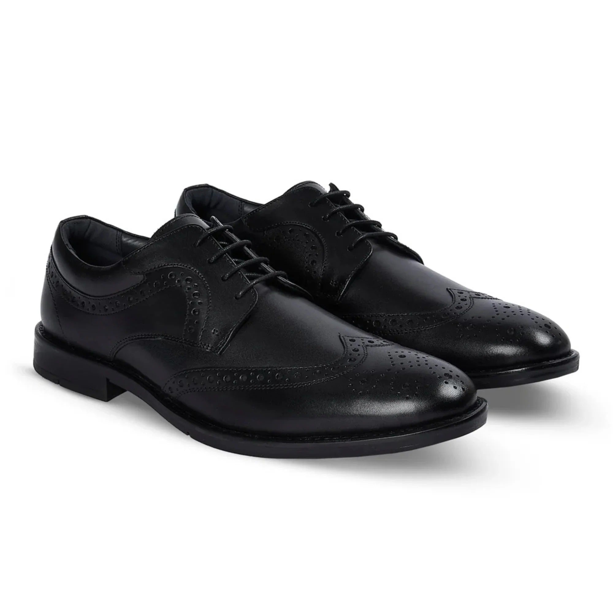 Cambridge - Pantofi Derby Brogue cu Wingtip pentru bărbați, negri