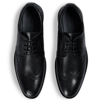 Cambridge - Pantofi Derby Brogue cu Wingtip pentru bărbați, negri