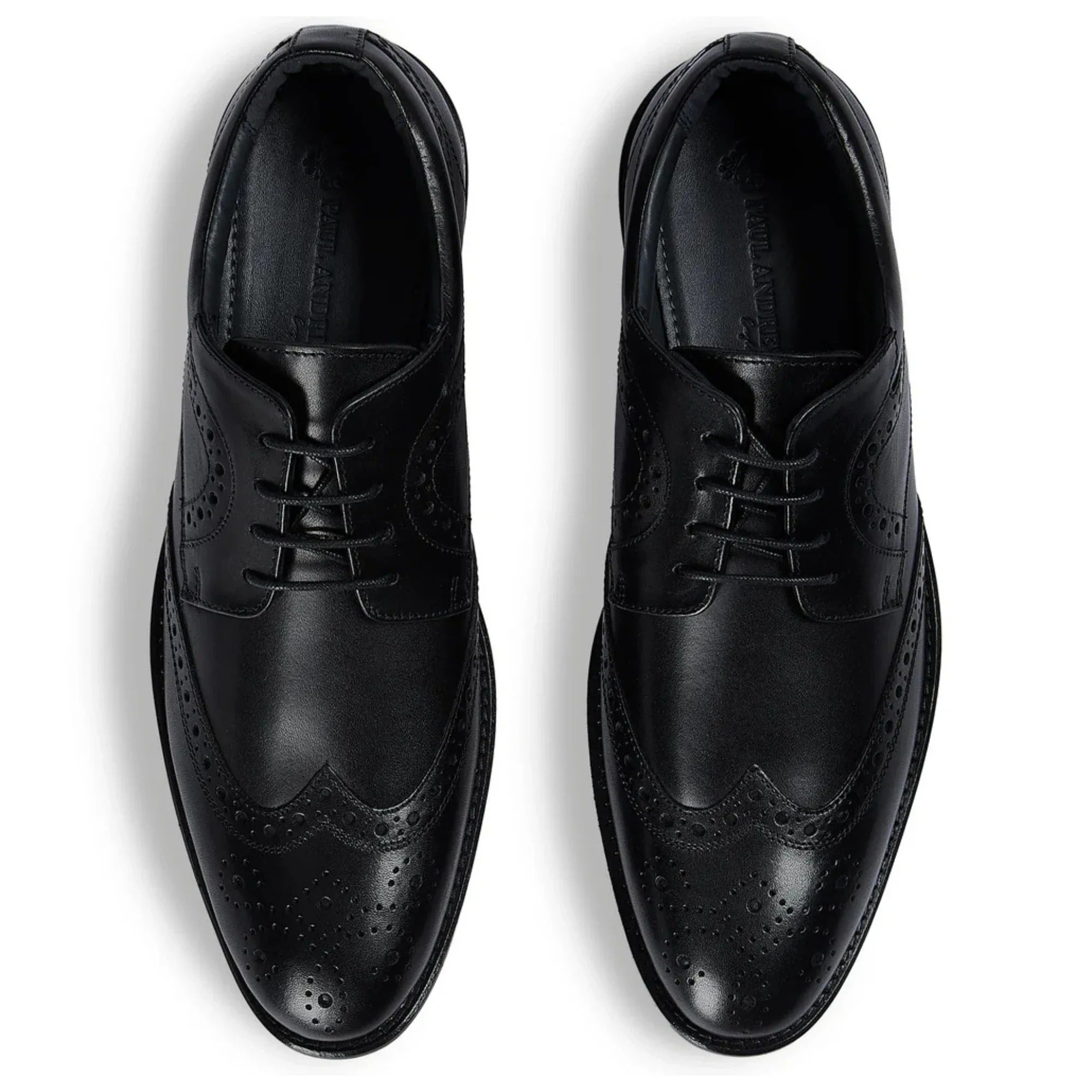 Cambridge - Pantofi Derby Brogue cu Wingtip pentru bărbați, negri