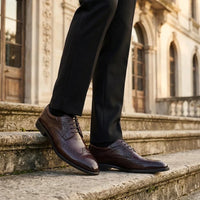 Cambridge - Pantofi Derby Brogue cu Wingtip, maro închis, pentru bărbați