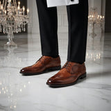 Cambridge - Pantofi Derby Brogue cu Wingtip pentru bărbați, maro deschis