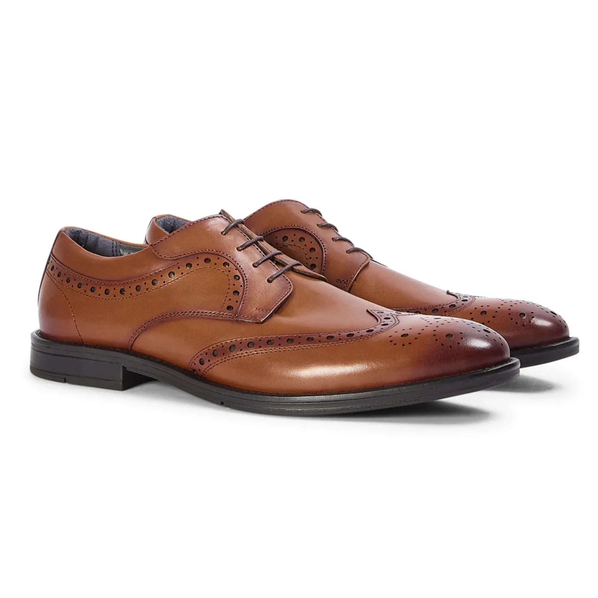 Cambridge - Pantofi Derby Brogue cu Wingtip pentru bărbați, maro deschis