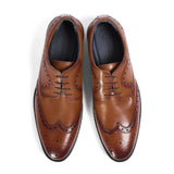 Cambridge - Pantofi Derby Brogue cu Wingtip pentru bărbați, maro deschis