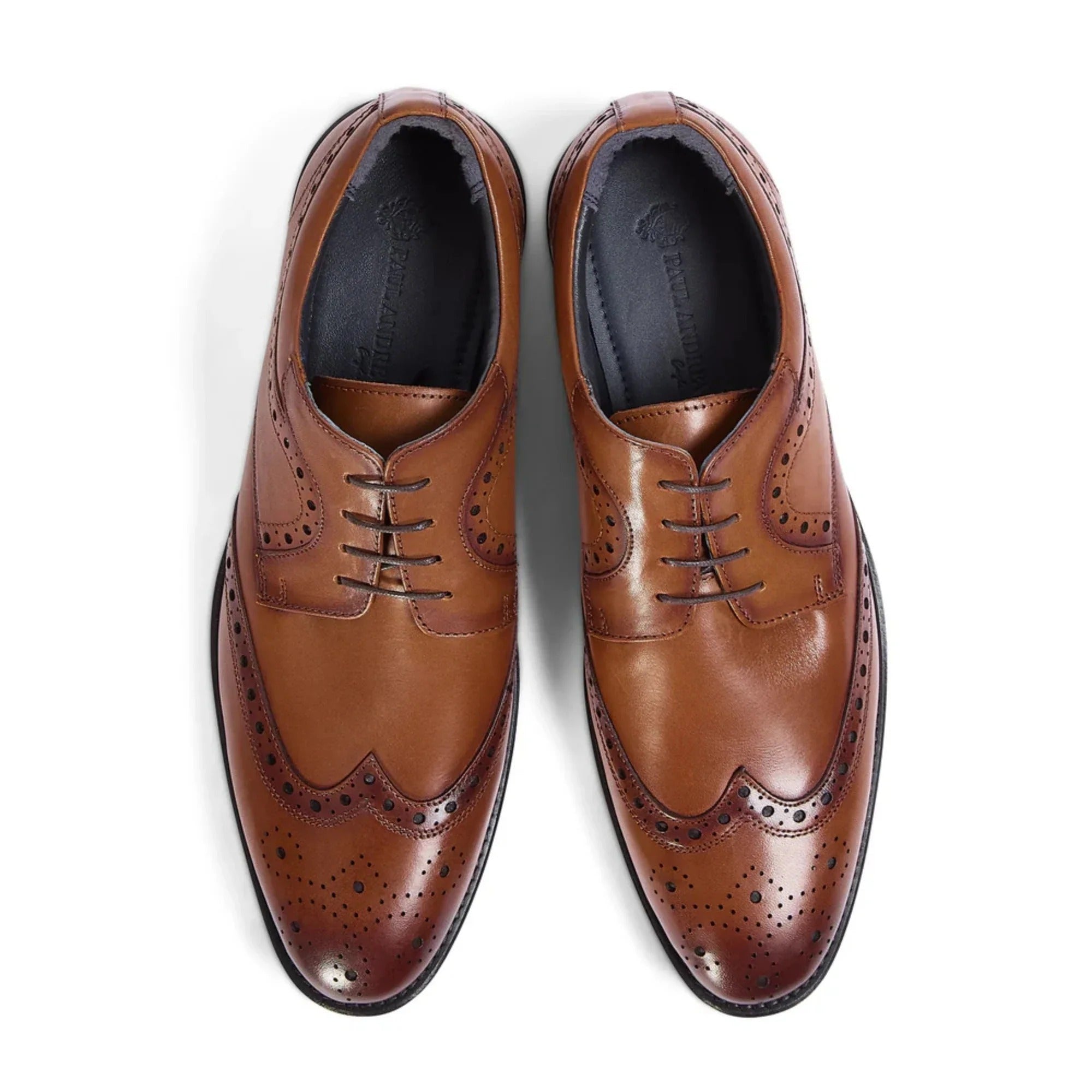 Cambridge - Pantofi Derby Brogue cu Wingtip pentru bărbați, maro deschis