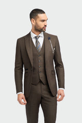 Caridi - Sacou bărbătesc din tweed maro