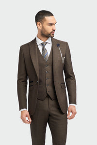 Caridi - Sacou bărbătesc din tweed maro