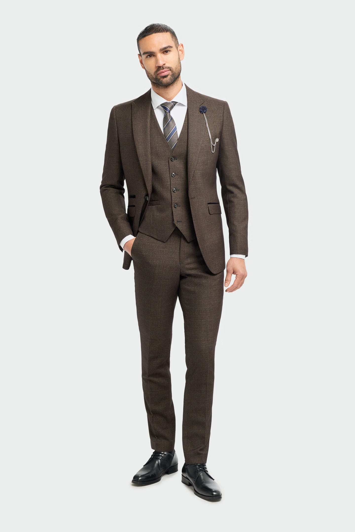 Caridi - Sacou bărbătesc din tweed maro