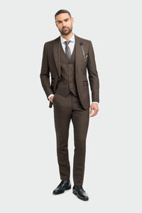 Caridi - Sacou bărbătesc din tweed maro