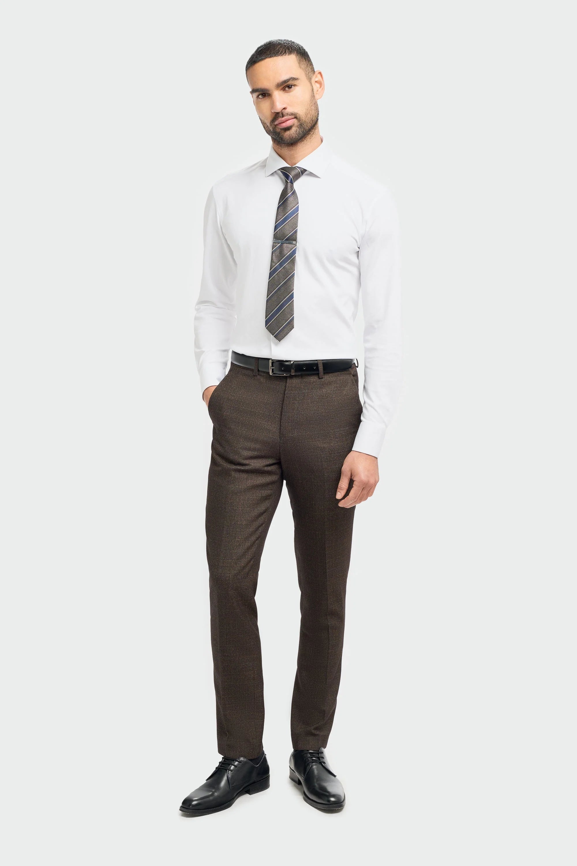 Pantaloni bărbătești din tweed maro Caridi