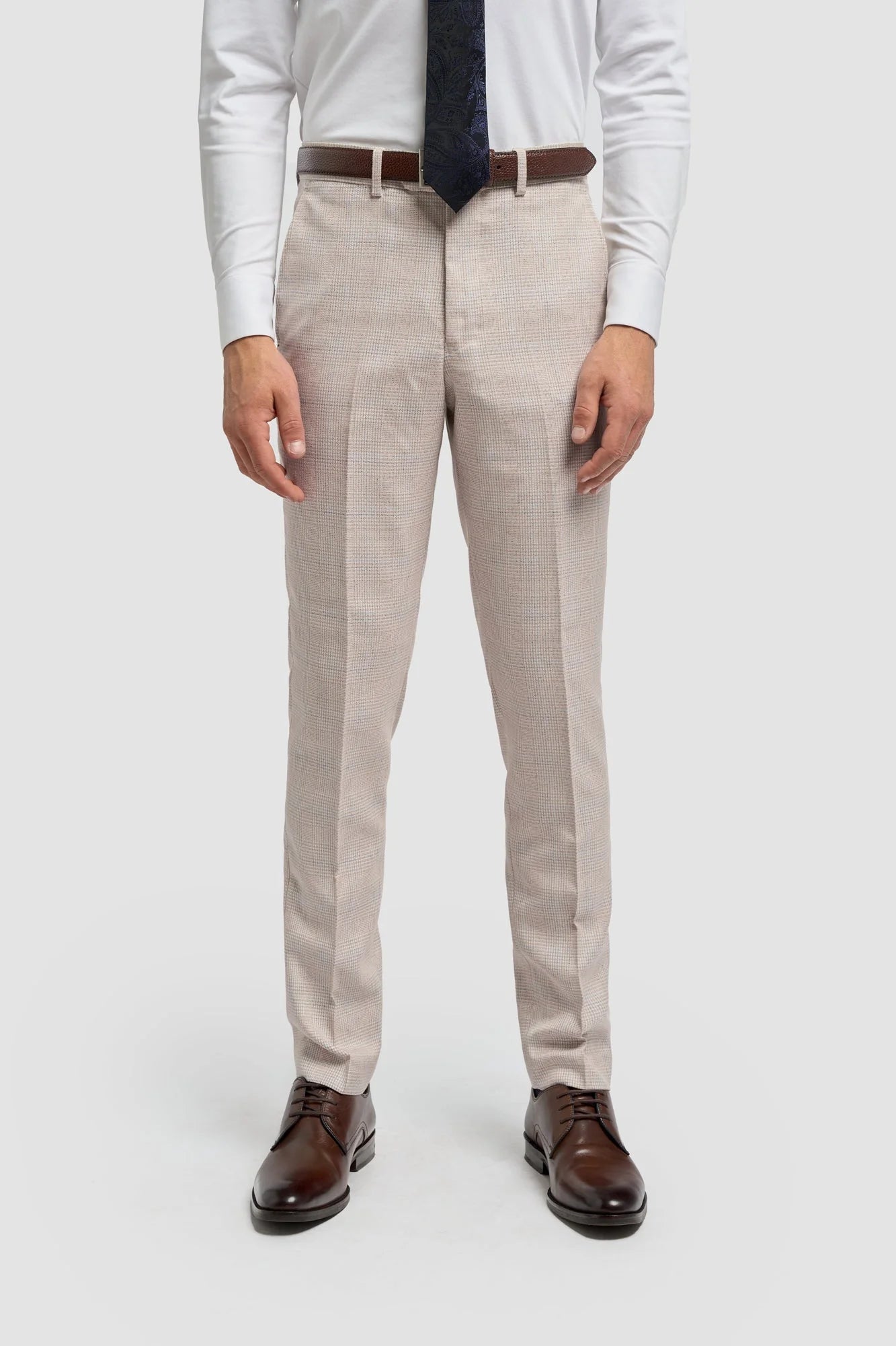 Caridi - Pantaloni de mireasă bej din tweed pentru bărbați