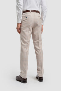 Caridi - Pantaloni de mireasă bej din tweed pentru bărbați