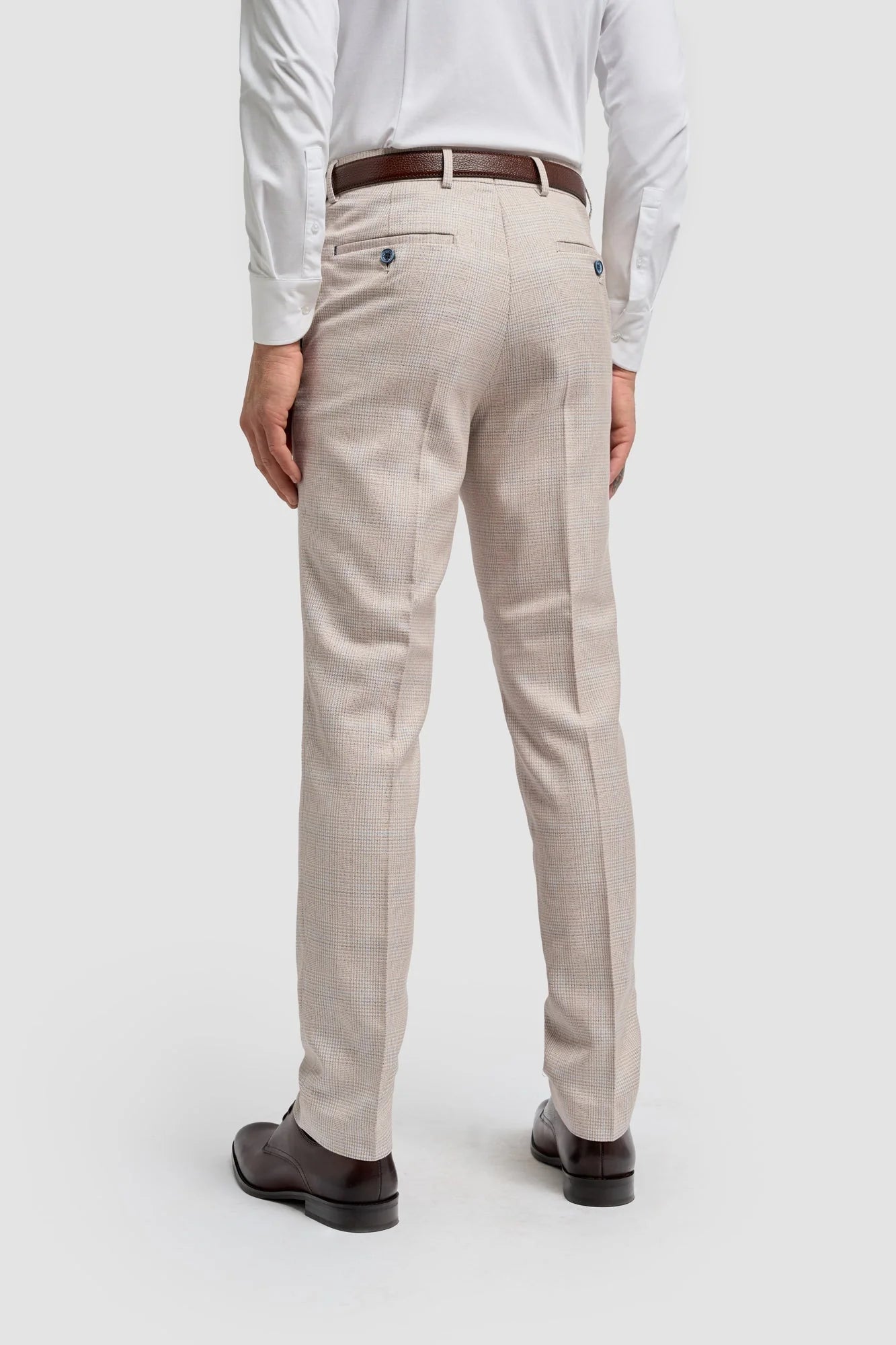 Caridi - Pantaloni de mireasă bej din tweed pentru bărbați
