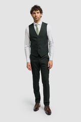 Vestă bărbătească din tweed verde măsliniu Caridi