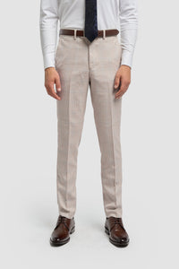 Caridi - Pantaloni de mireasă bej din tweed pentru bărbați