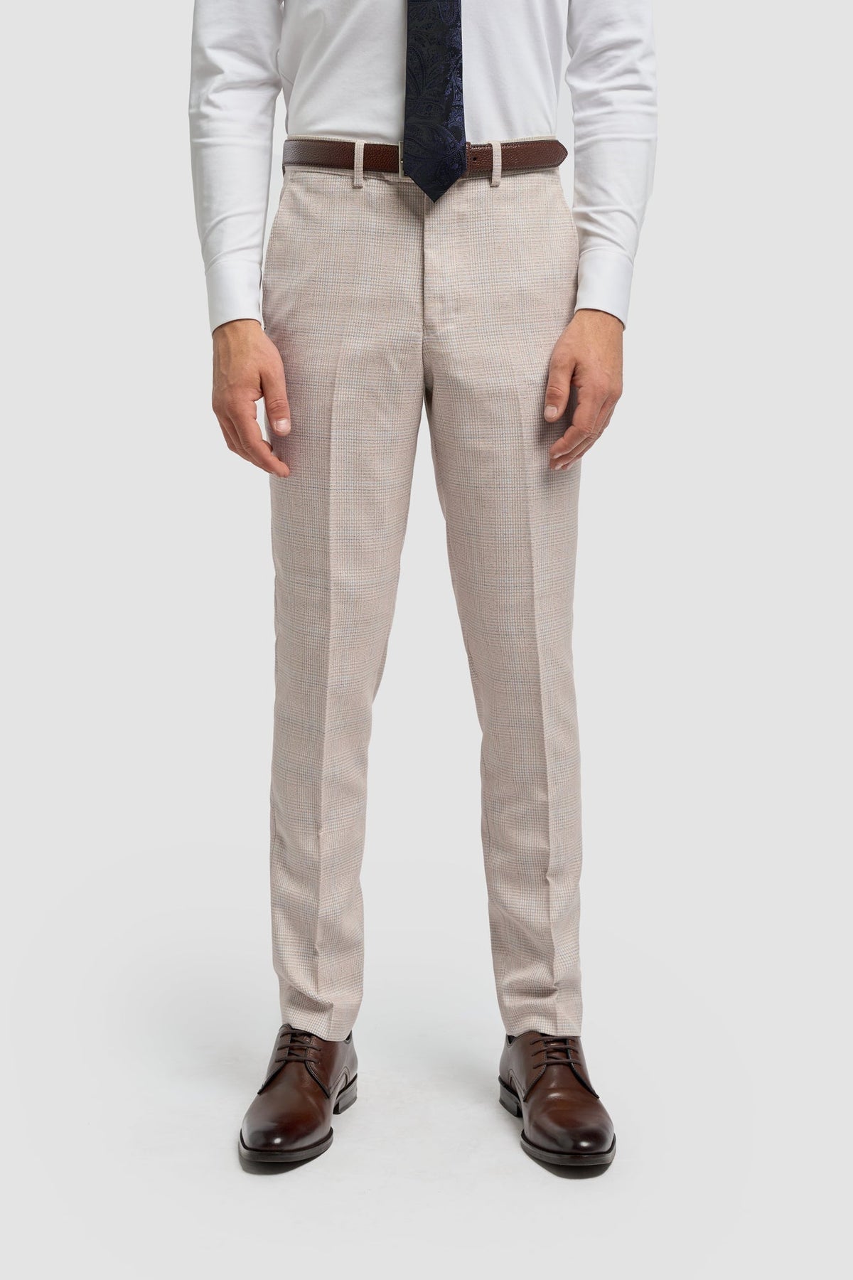 Caridi - Pantaloni de mireasă bej din tweed pentru bărbați