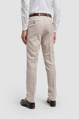Caridi - Pantaloni de mireasă bej din tweed pentru bărbați