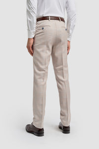 Caridi - Pantaloni de mireasă bej din tweed pentru bărbați