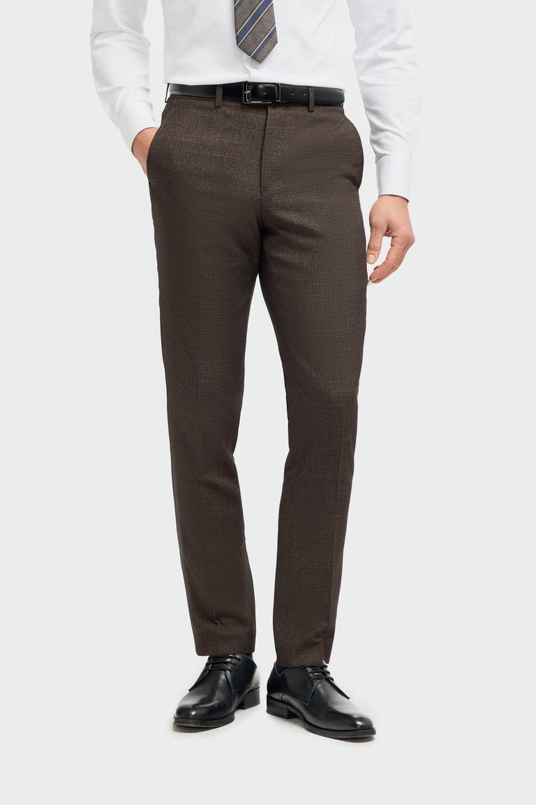 Pantaloni bărbătești din tweed maro Caridi