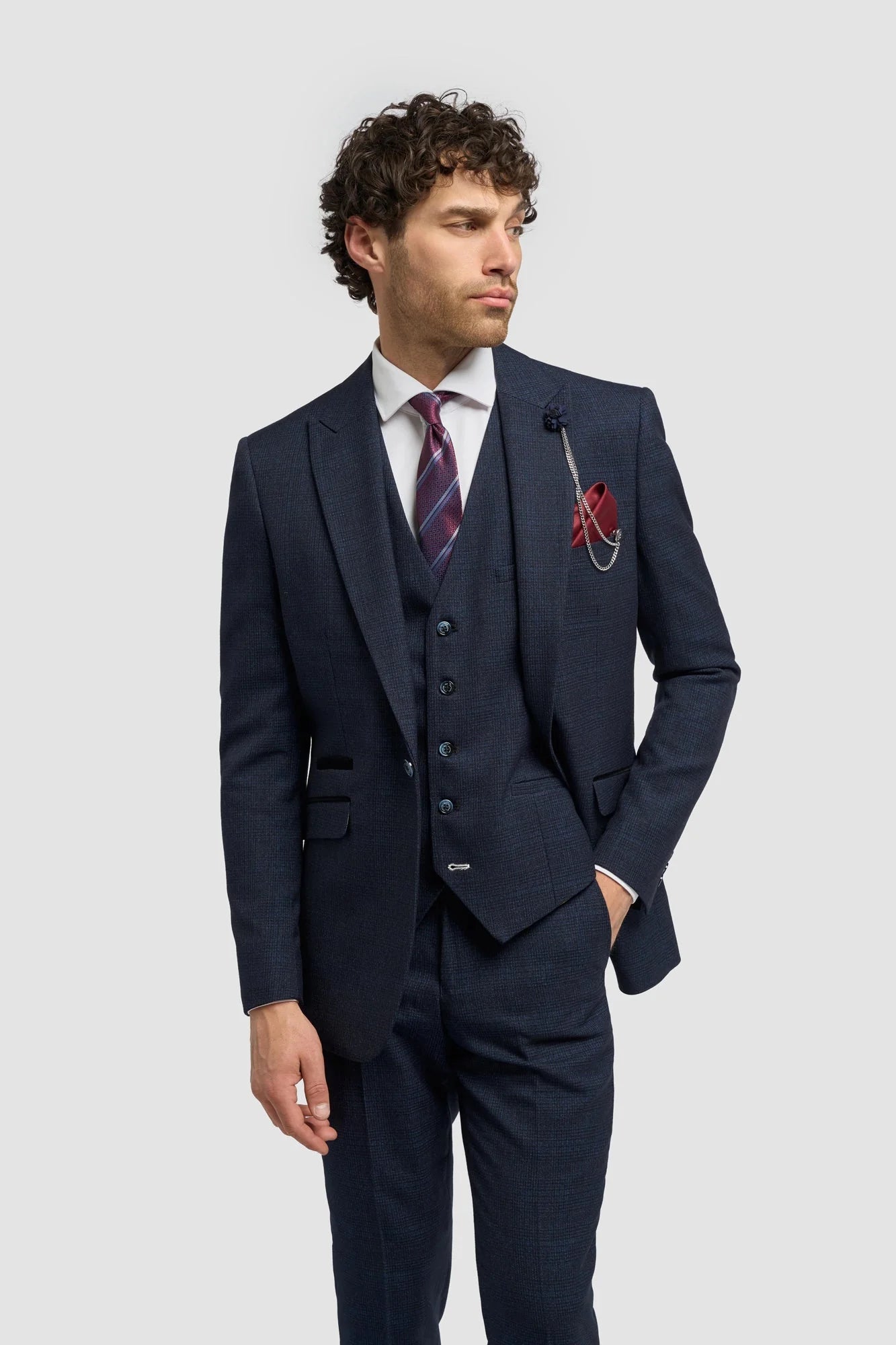 Caridi - Sacou bărbătesc din tweed bleumarin